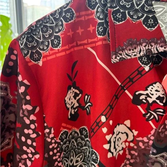 Red Patterned Men's Shirt - Picture 3 of 3